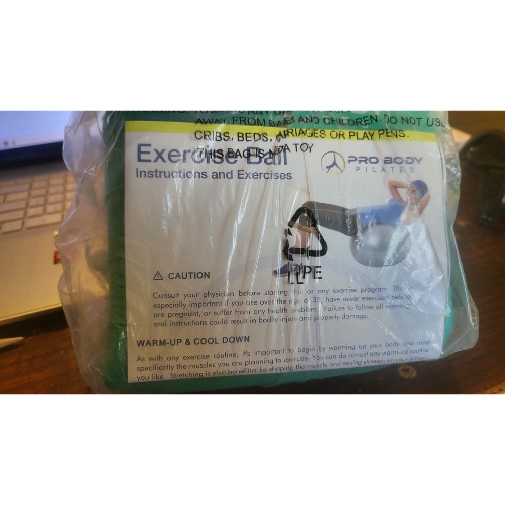 ProBody Pilates Ball Yoga Ball Exercise Ball Teal Green Balance Ball New